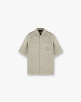 Short Sleeve Cotton Overshirt - Beige