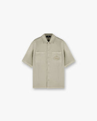 Short Sleeve Cotton Overshirt - Beige