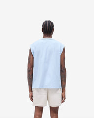 Slub Script Tank - Ice Blue