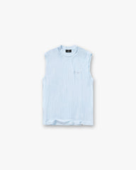 Slub Script Tank - Ice Blue