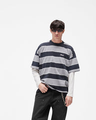Calfornia Striped T-Shirt - Jet Black Grey Marl