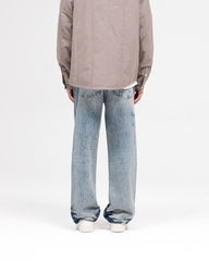 R3 Distressed Baggy Denim - Blue Cream