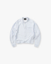 Long Sleeve Sheer Stripe Boxy Shirt - Ice Blue