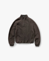 Initial Funnel Neck Quarter Zip Sweatshirt - Coffee