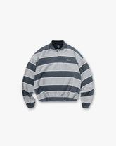 California Striped Henley Sweater - Jet Black Grey Marl