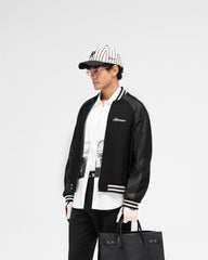 Raglan Varsity Jacket - Black