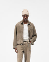 Collared Denim Jacket - Washed Olive