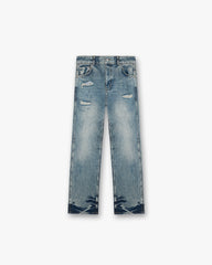 R3 Distressed Baggy Denim - Blue Cream