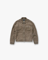 Collared Denim Jacket - Washed Olive