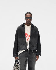 Collared Denim Jacket - Aged Black