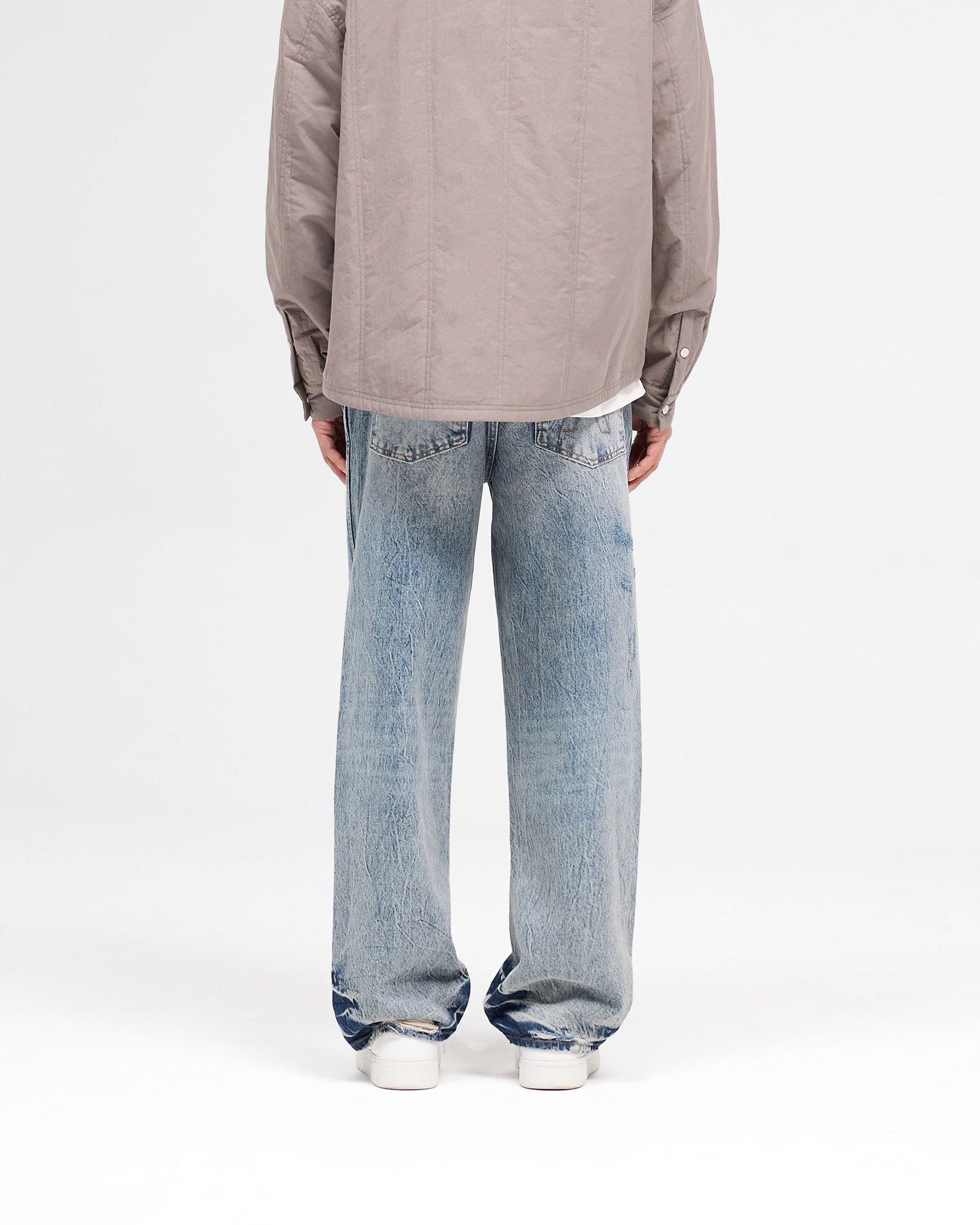R3 Distressed Baggy Denim - Blue Cream