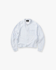 Long Sleeve Sheer Stripe Boxy Shirt - Ice Blue