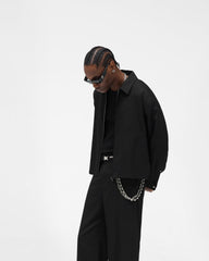 Zip Up Wool Overshirt - Jet Black
