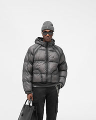 Translucent Hooded Puffer - Washed Black