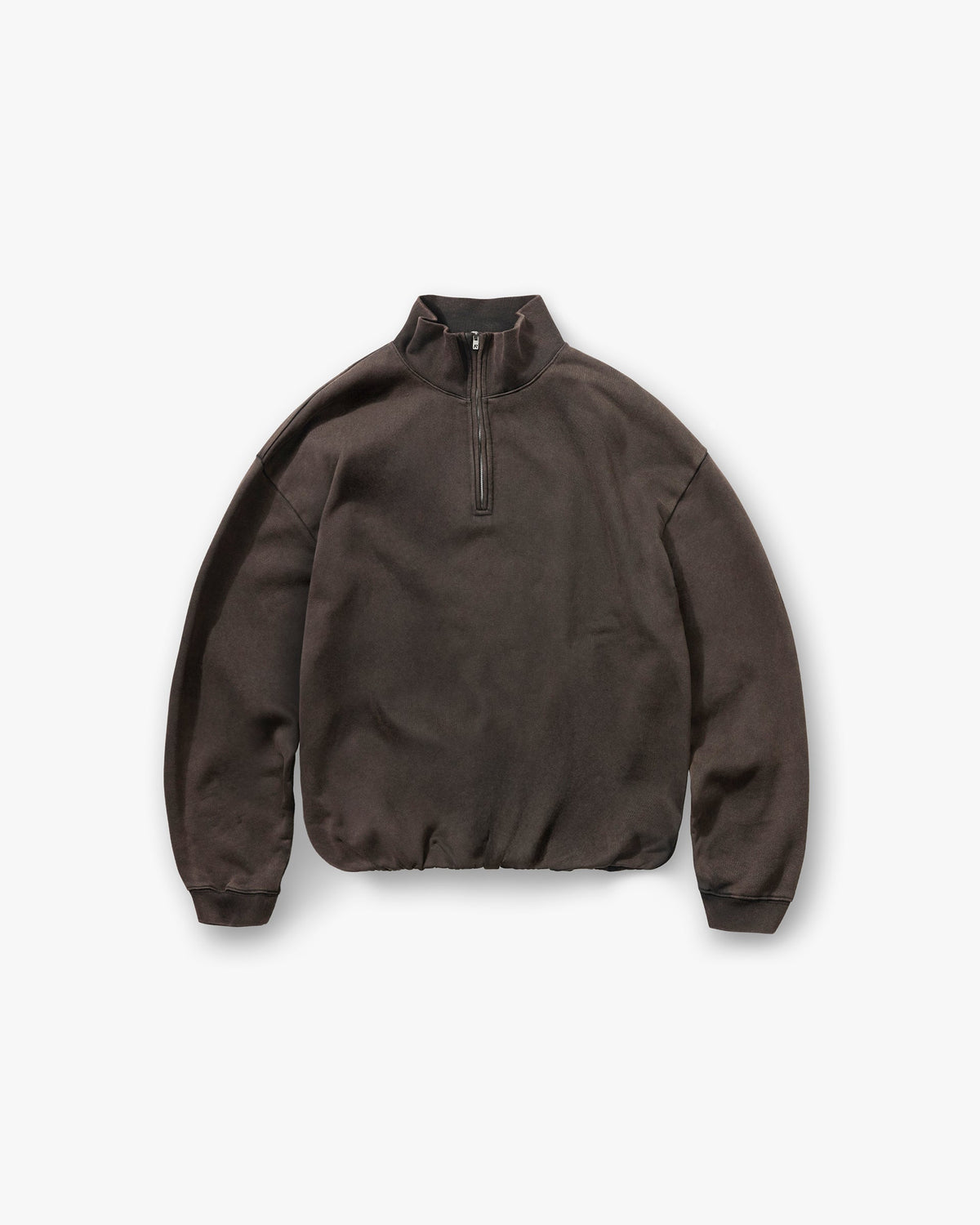 Initial Funnel Neck Quarter Zip Sweatshirt - Coffee
