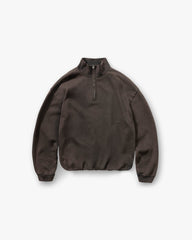 Initial Funnel Neck Quarter Zip Sweatshirt - Coffee