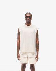 Slub Script Tank - Aged White