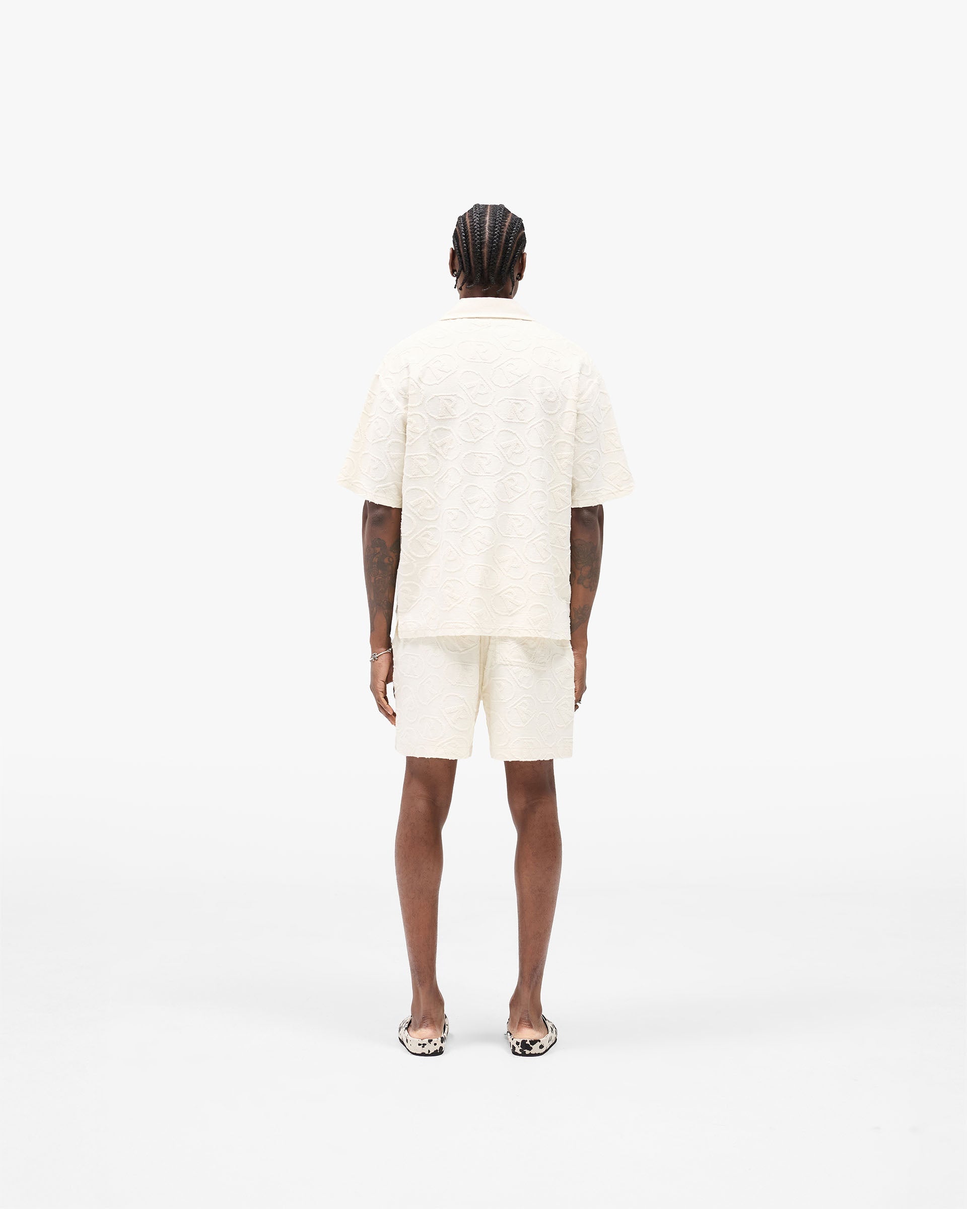 All Over Print Towel Short - Aged White