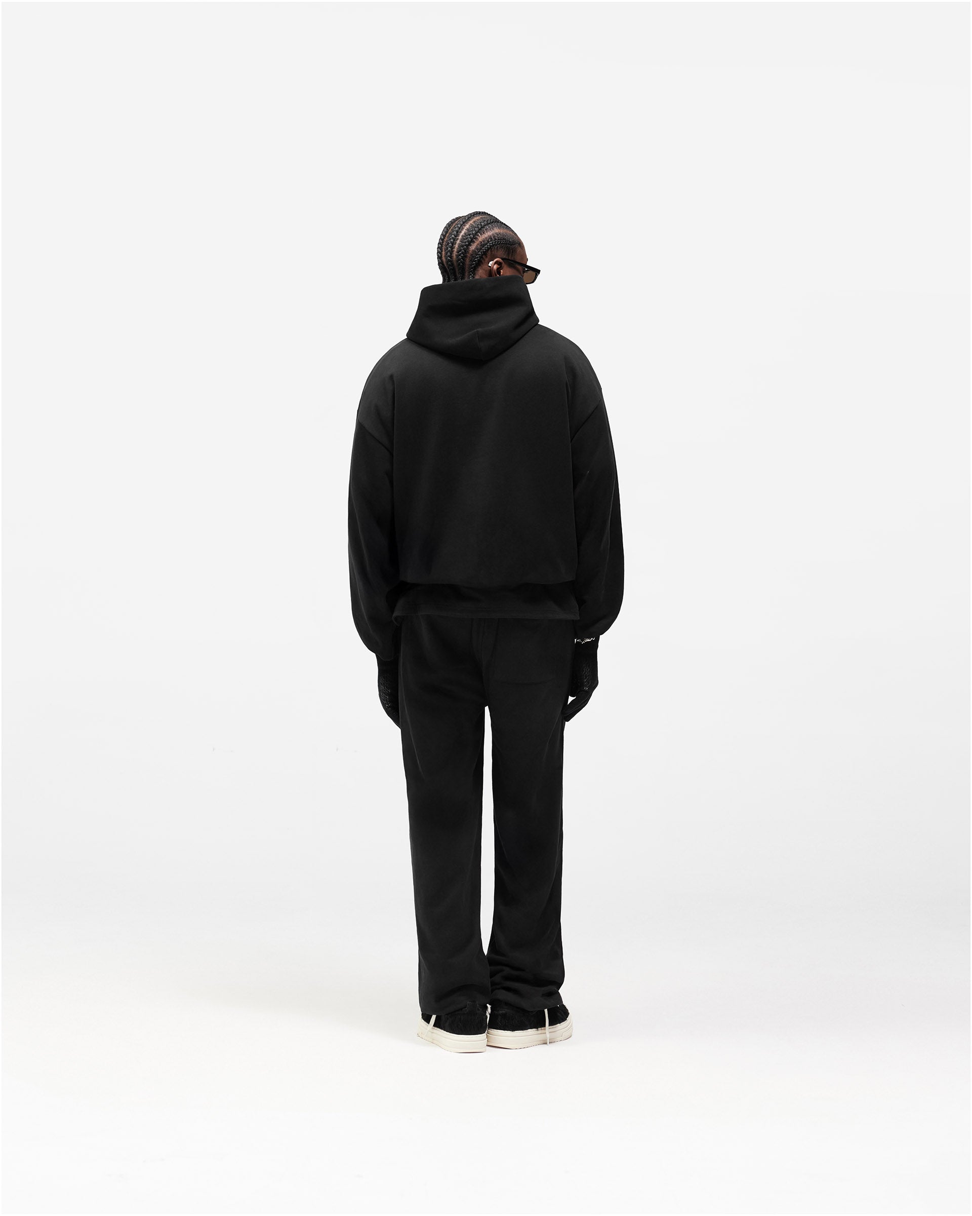 Dual Layer Script Hoodie - Jet Black