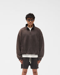 Initial Funnel Neck Quarter Zip Sweatshirt - Coffee