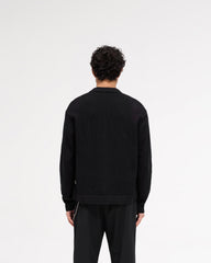 Long Sleeve Mesh Knit Shirt - Jet Black