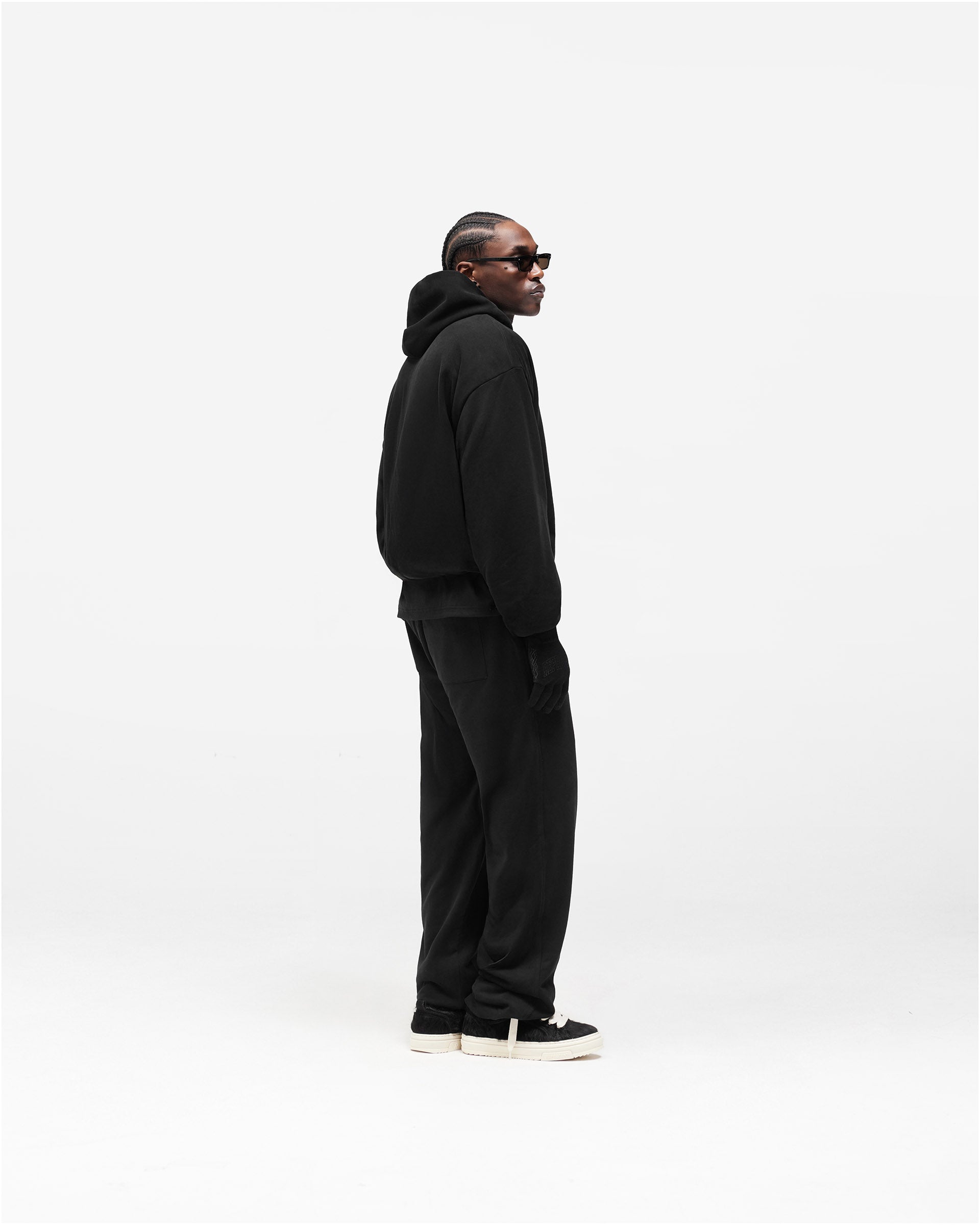 Dual Layer Script Sweatpants - Jet Black