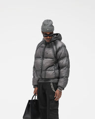 Translucent Hooded Puffer - Washed Black